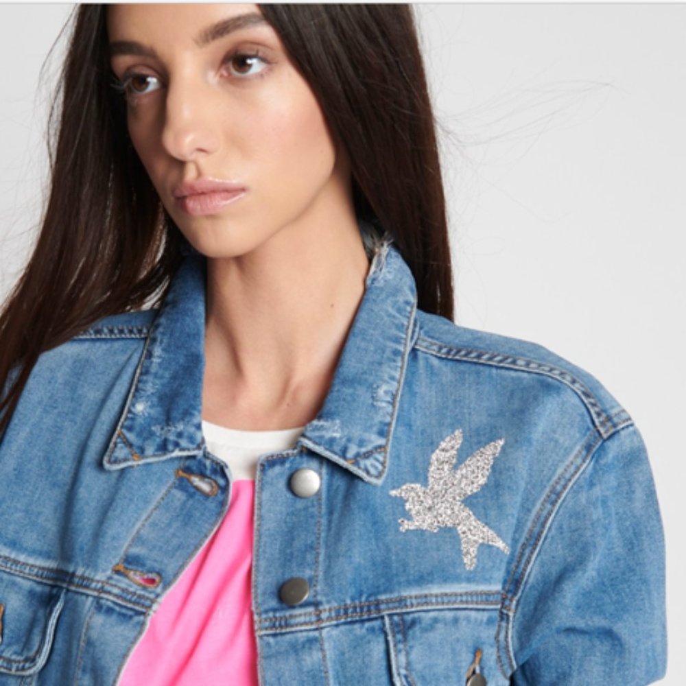 One Teaspoon "LA FEMME" Denim Jacket with Swarovski Crystals - NWT